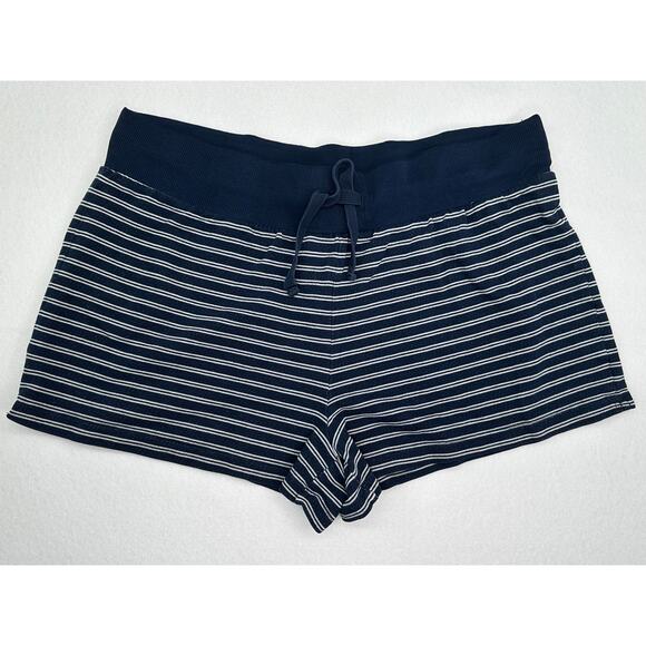 Wild Fable Navy Blue White Stripe Cotton Blend Drawstring Shorts L - Picture 1 of 5